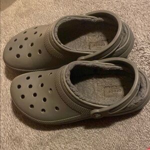 Crocs Gray Clogs with Fleece Lining